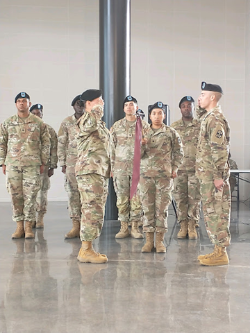 The 502nd DCAS cases the unit colors prior to deployment to Europe (US Army Photo, 1st Medical Brigade).